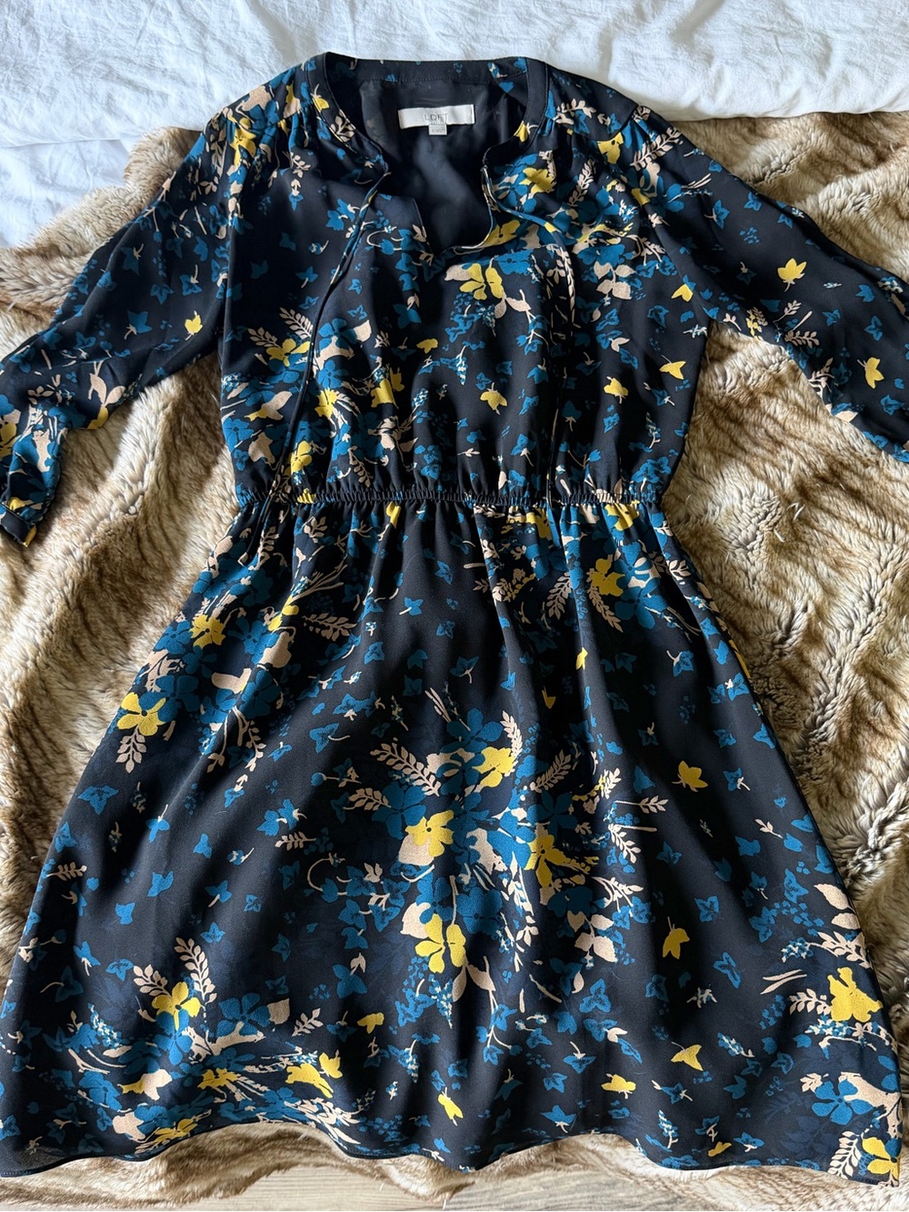 Loft Floral Elastic Waist Dress